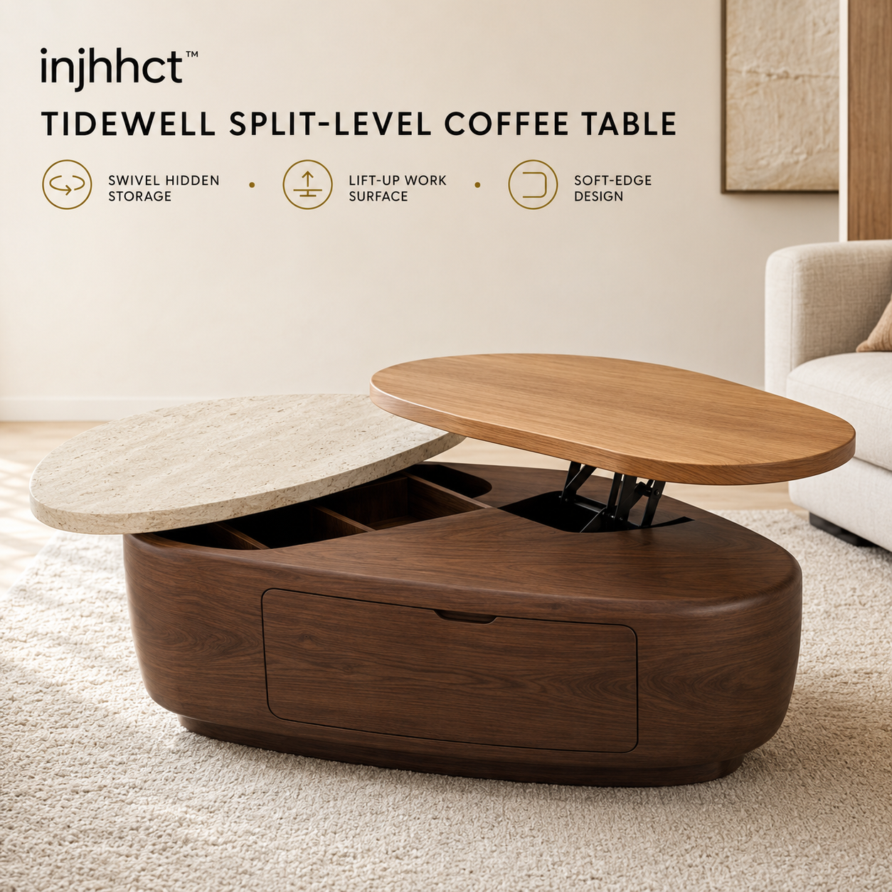 injhhct™ Tidewell Split-Level Coffee Table
